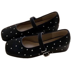 Grunge Sleaze Studded Mary Jane Flats