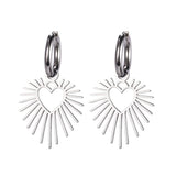 Heart Sun Pendant Drop Earrings