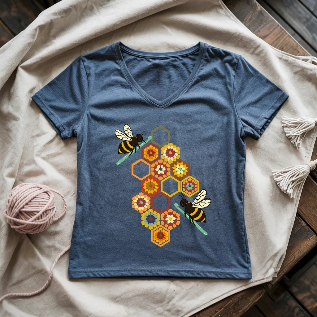 Crochet Bees Lady V-neck