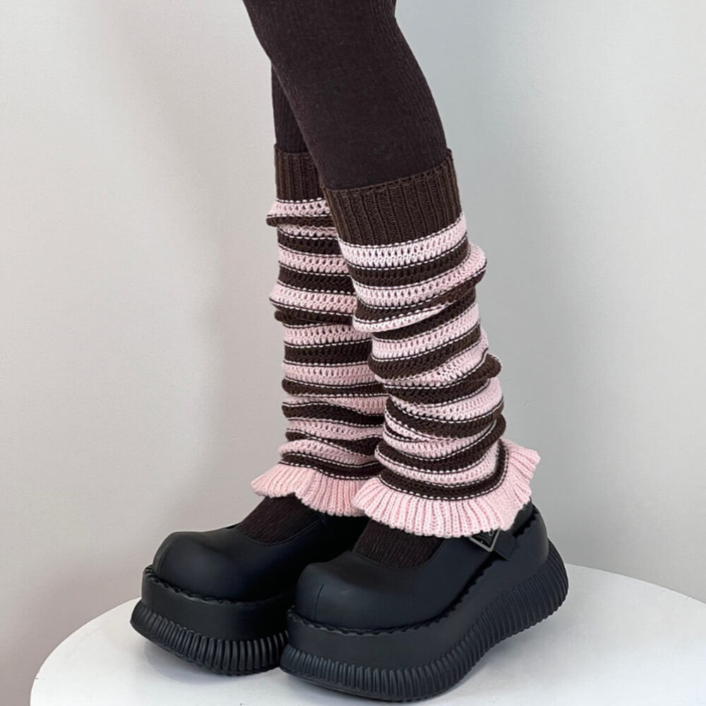 Indie Aesthetic Striped Leg Warmers