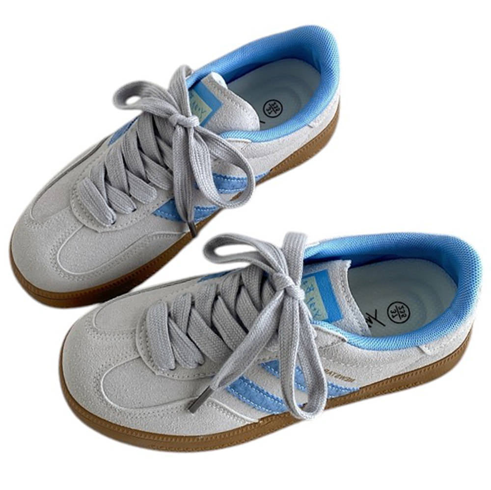 Light Grey & Blue Stripe Sneakers