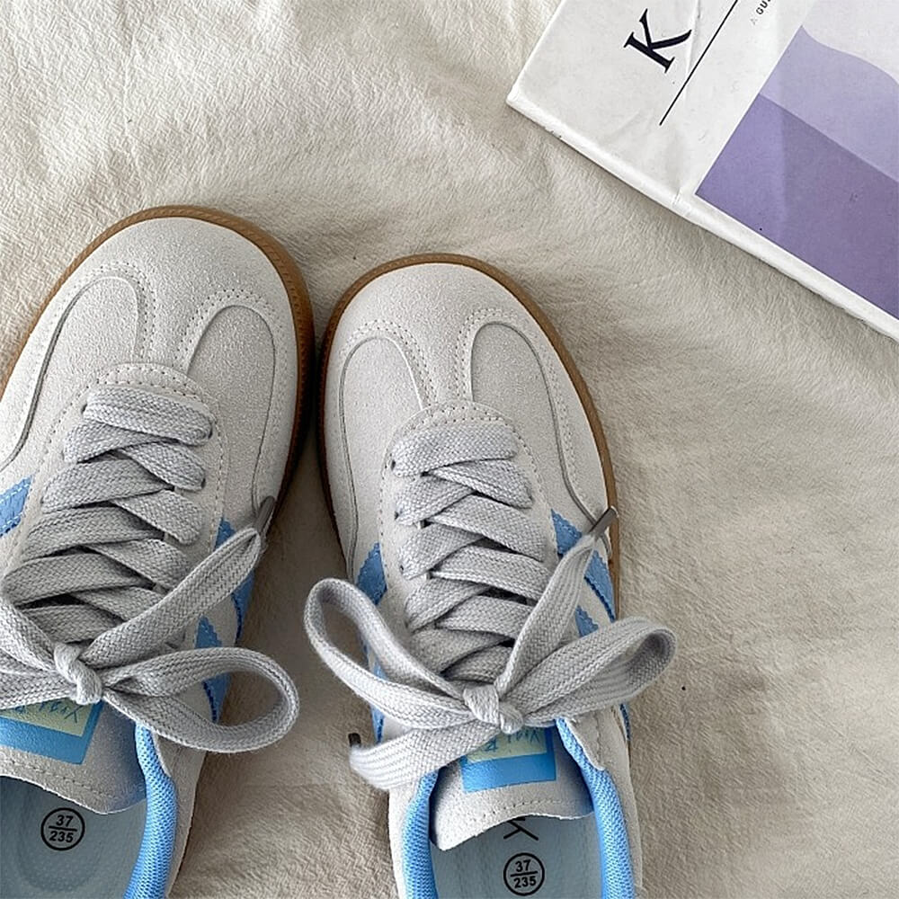 Light Grey & Blue Stripe Sneakers