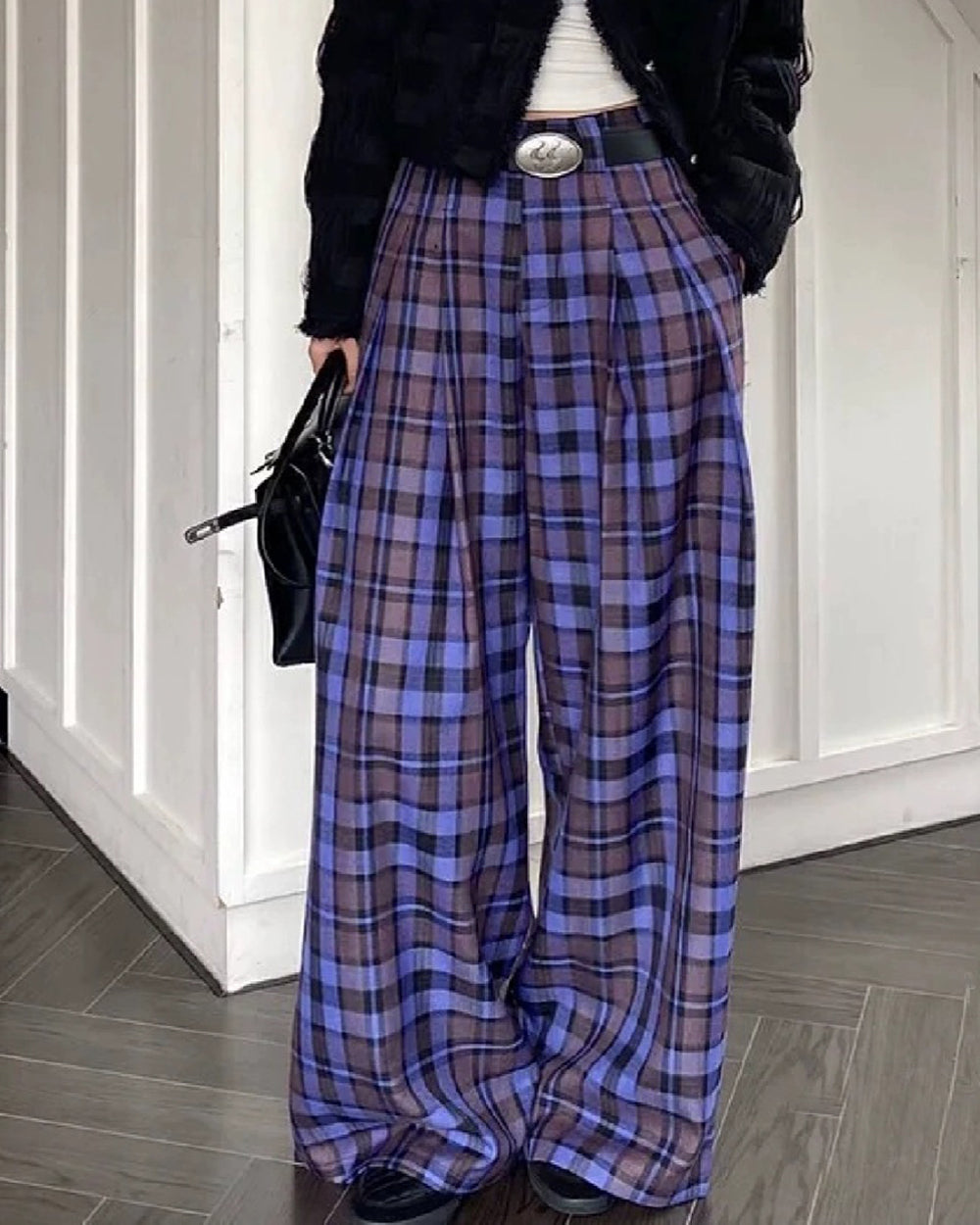 Best In Class Plaid Wide-Leg Trousers