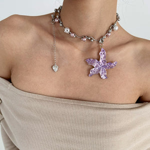 Purple Tropical Flower Choker