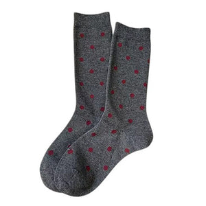 Cozy Red and Grey Patterned Socks