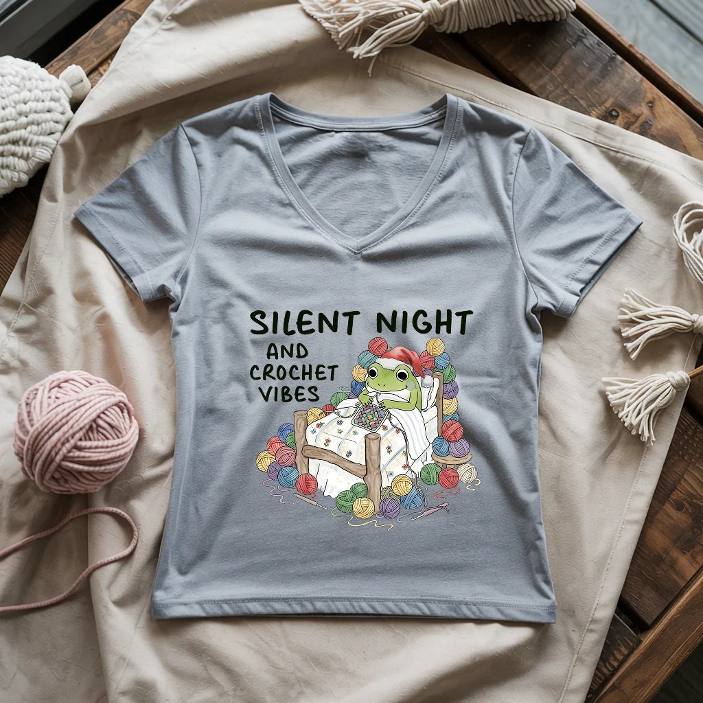 Silent Night and Crochet Vibes Lady V-neck