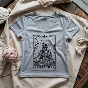 Knitter Tarot Card Lady V-neck