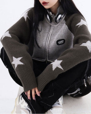 Star Girl Aesthetic Zip Up Sweater
