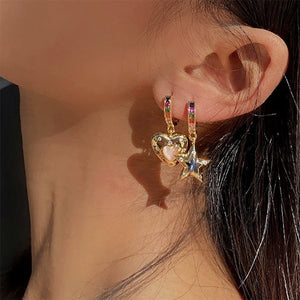 Star & Heart Rhinestone Earrings