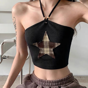 Star Patch Halter Crop Top