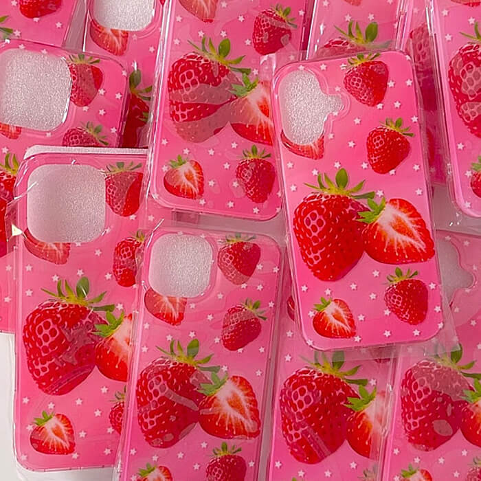 Strawberry Print Y2K iPhone Case