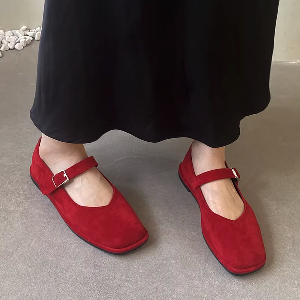 Basic Things Suede Mary Jane Flats
