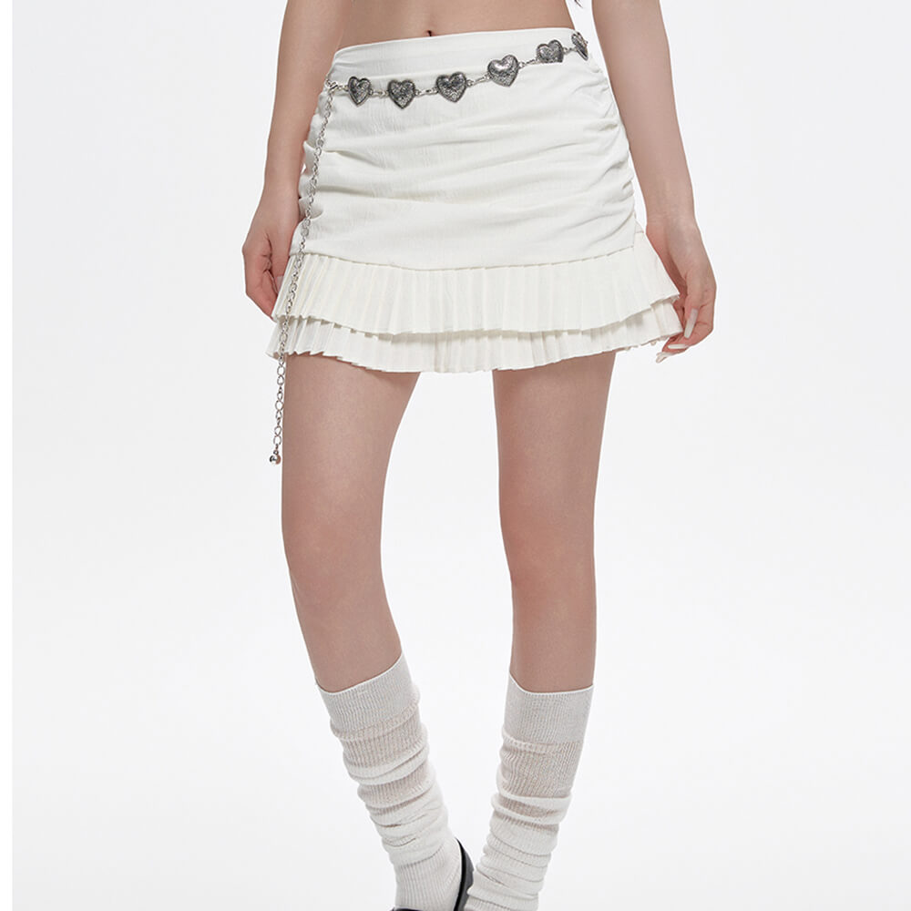 Milk White Double-Layer Mini Skirt