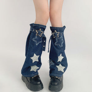 Y2K Star Denim Leg Warmers