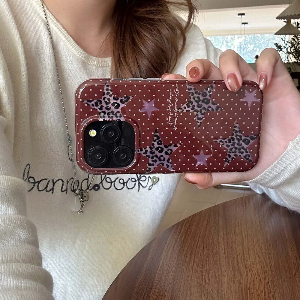 Y2K Star Leopard iPhone Case
