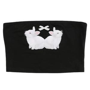Y2K Rabbit Print Tube Top